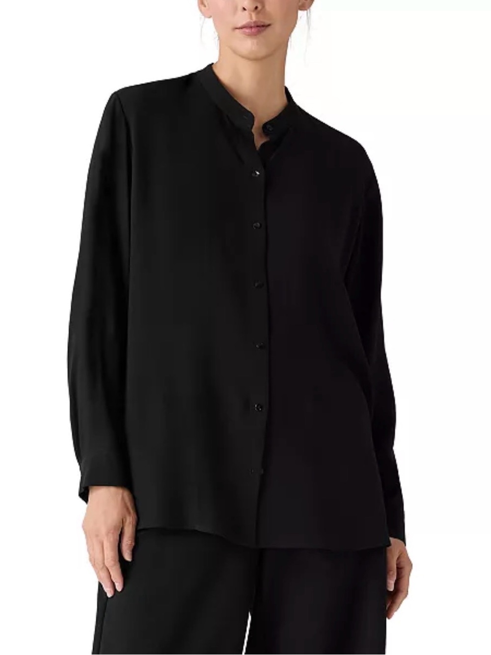 Eileen Fisher Black Top with Tag Detail